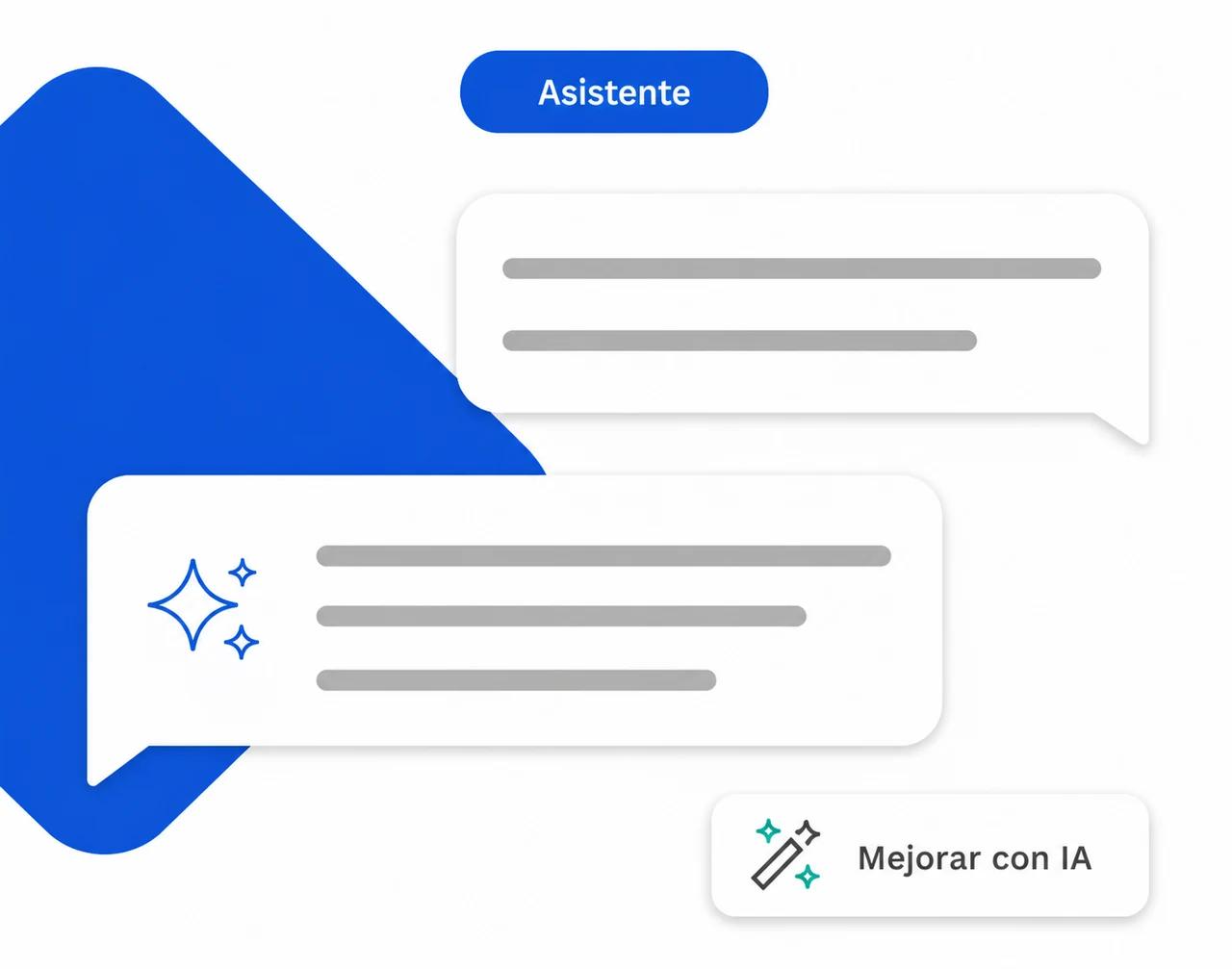 El asistente de inteligencia artificial de Favax: una consulta, su respuesta y el botón para mejorar un texto con IA.