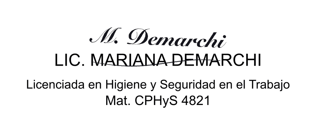 El pie de un informe generado con Favax: la firma manuscrita arriba y el sello con nombre, título y matrícula abajo.